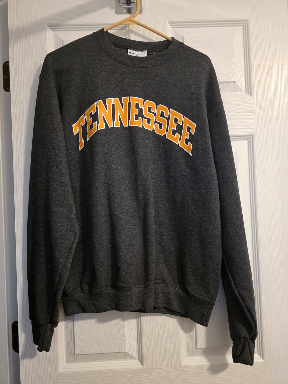 Champion Men's Dark Gray Crewneck Sweatshirt with Orange Tennessee Arch